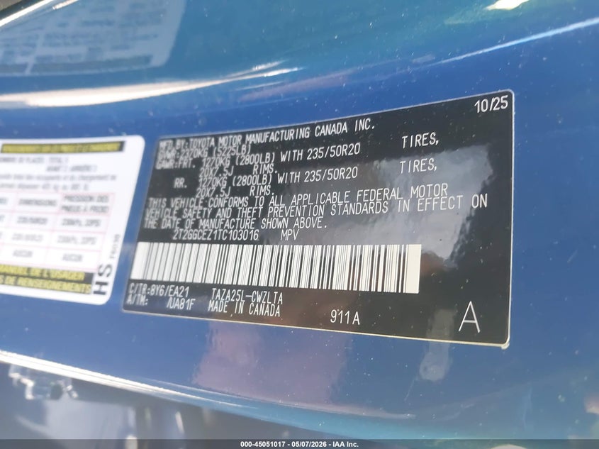 2026 LEXUS NX 350 2.4L I-4 DI, DOHC, V(VIN: 2T2GGCEZ1TC103016