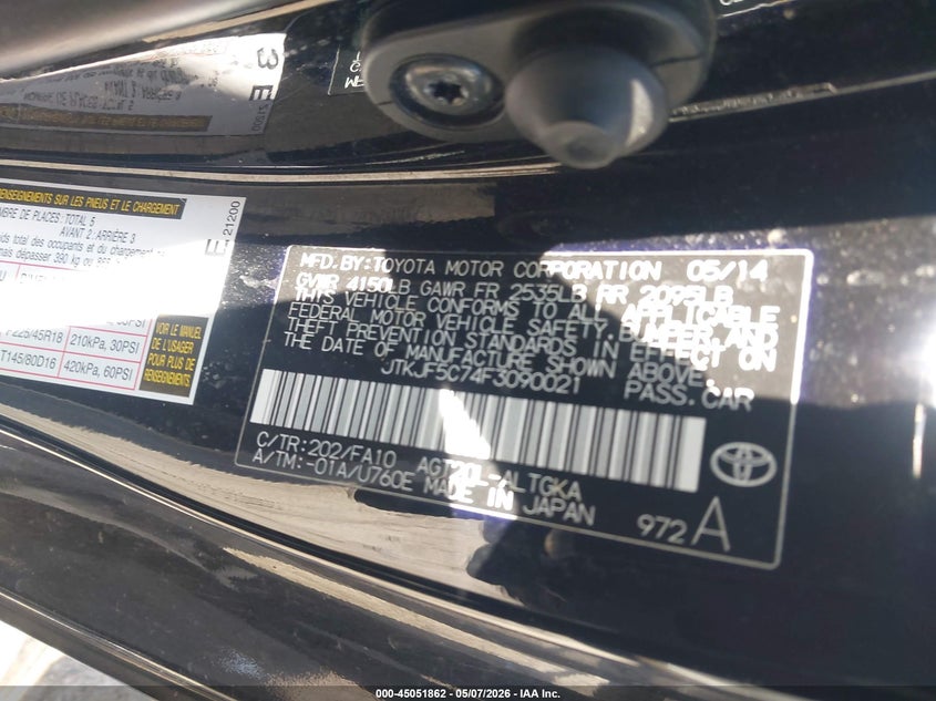 2015 Scion Tc VIN: JTKJF5C74F3090021 Lot: 45051862