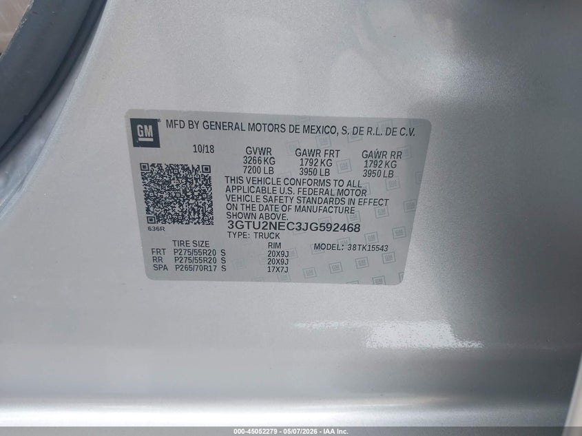2018 GMC SIERRA TRUCK 5.3L V-8 DI, VVT, 355HP