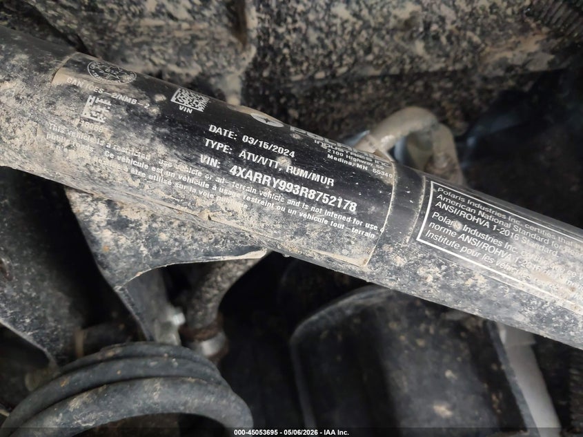2024 Polaris Ranger Xp 1000 Northstar Ultimate VIN: 4XARRY993R8752178 Lot: 45053695