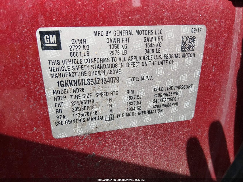 2018 GMC ACADIA SPORT UTILITY VEHICLE 3.6L V-6 DI, DOHC, VVT, 310HP