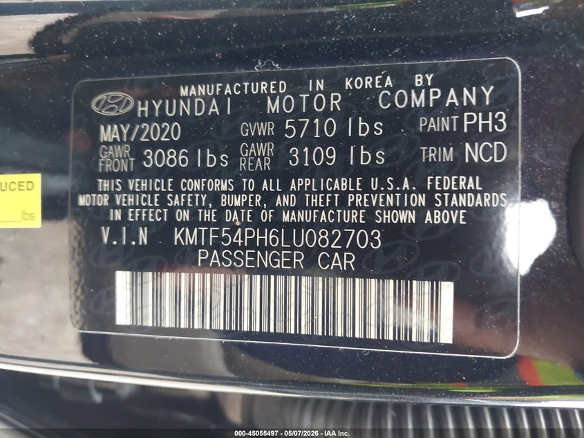 2020 Genesis G90 5.0 Ultimate Rwd VIN: KMTF54PH6LU082703 Lot: 45055497