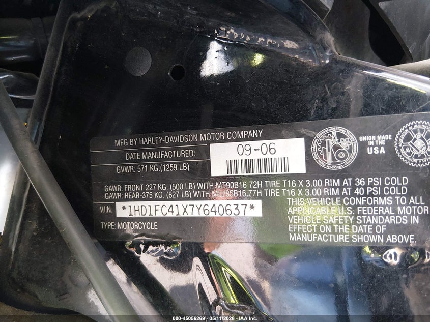 2007 Harley-Davidson Flhtcui VIN: 1HD1FC41X7Y640637 Lot: 45056269