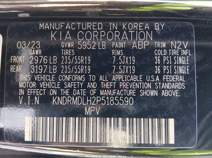 VIN KNDRMDLH2P5185590 2023 KIA SORENTO PLUG-IN HYBRID SX PRESTIGE
