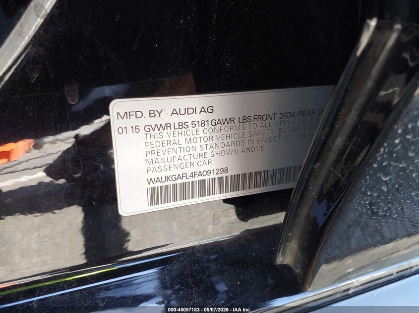 2015 Audi S4 3.0T Premium Plus VIN: WAUKGAFL4FA091298 Lot: 45057183