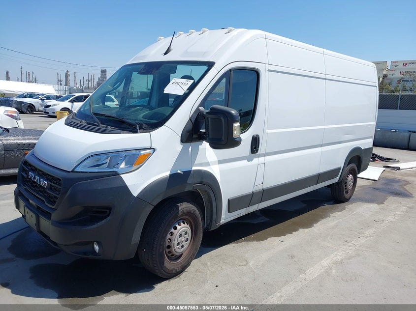 Vin: 3c6lrvdg8se504238, lot: 45555098, ram promaster 2500 tradesman high roof 159 wb w/pass seat 20252