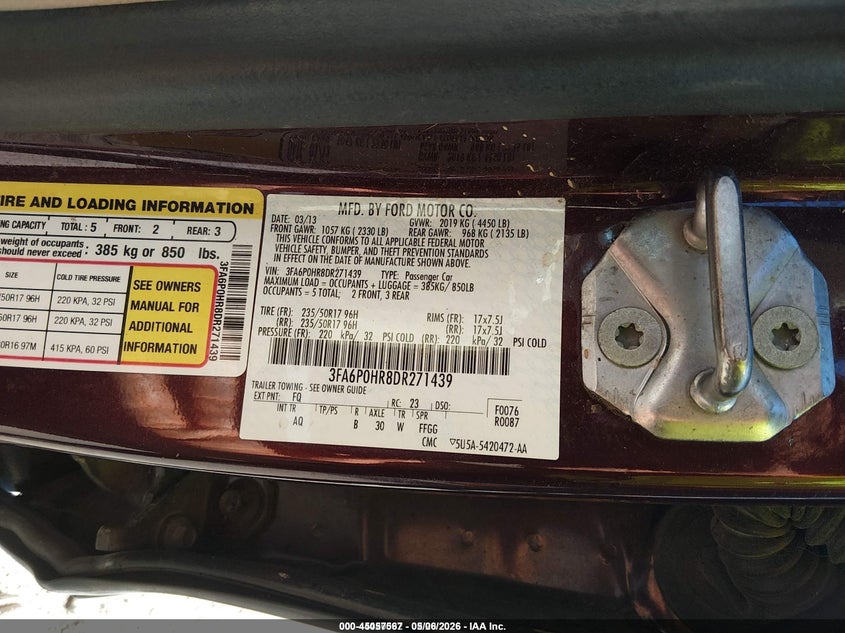 2013 FORD FUSION SEDAN 1.6L I-4 DI, DOHC, VVT, TURBO, 173HP