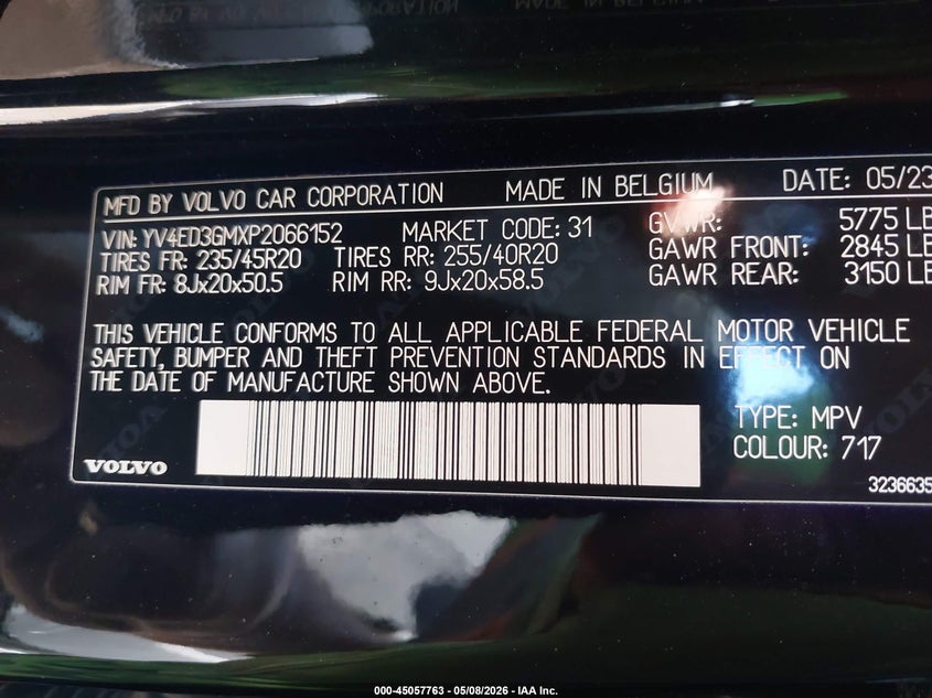 2023 Volvo C40 Recharge Pure Electric Twin Ultimate VIN: YV4ED3GMXP2066152 Lot: 45057763