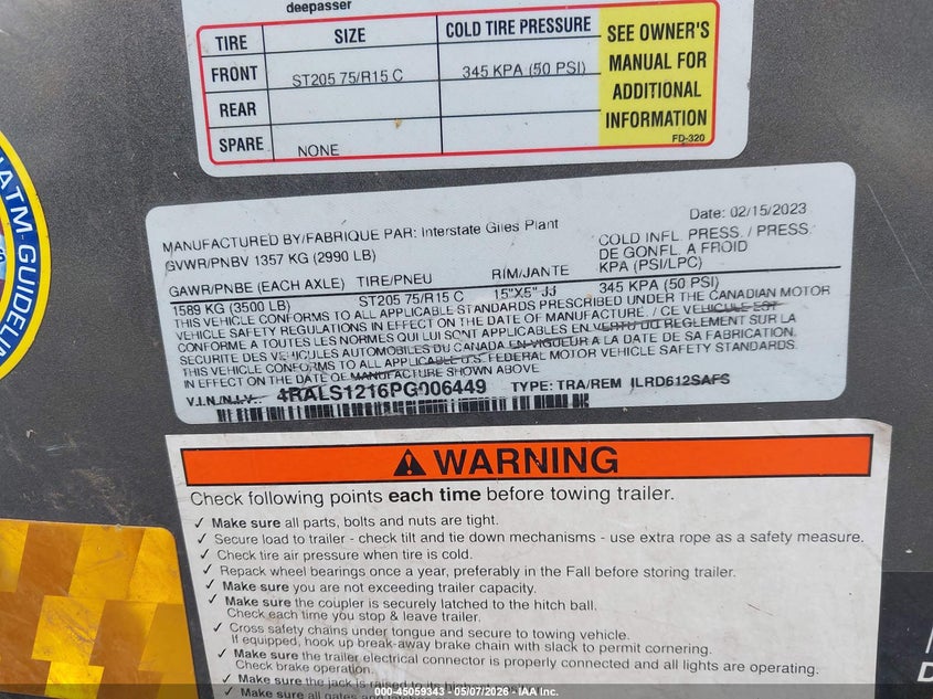 2023 OTHER INTERSTATE WEST CORP ENCLOSED SINGLE AXLE CARGO TRAILER SPORT UTILITY VEHICLE N/A