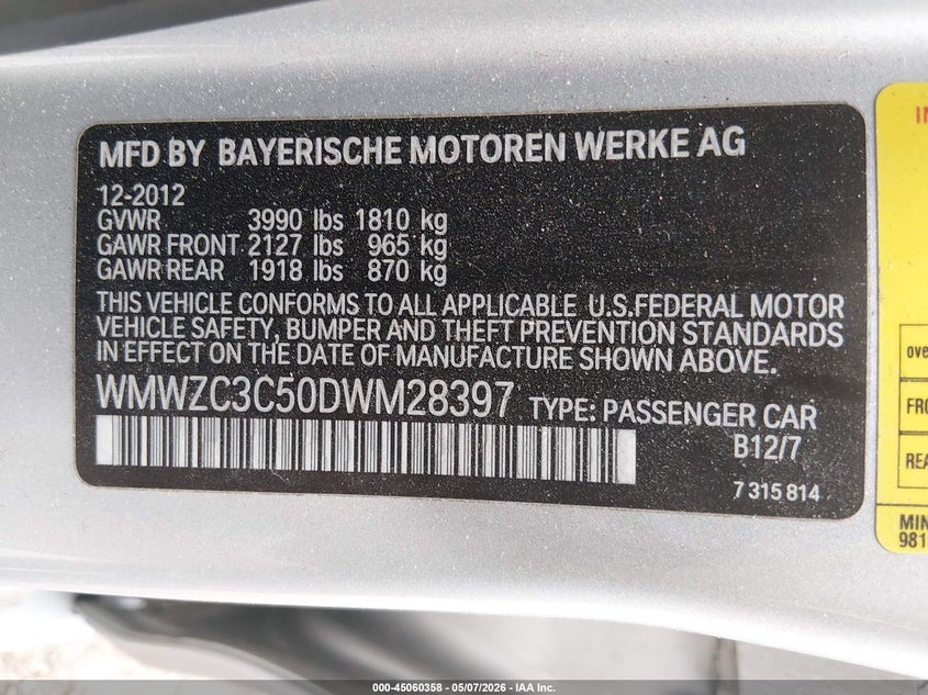 2013 Mini Countryman Cooper S VIN: WMWZC3C50DWM28397 Lot: 45060358