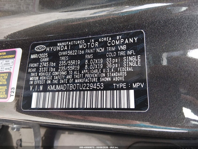 2026 Genesis Gv70 2.5T Select VIN: KMUMADTB0TU229453 Lot: 45060670