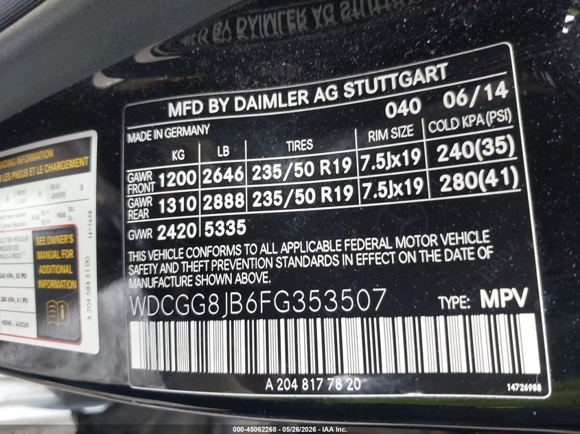 2015 Mercedes-Benz Glk 350 4Matic VIN: WDCGG8JB6FG353507 Lot: 45062268