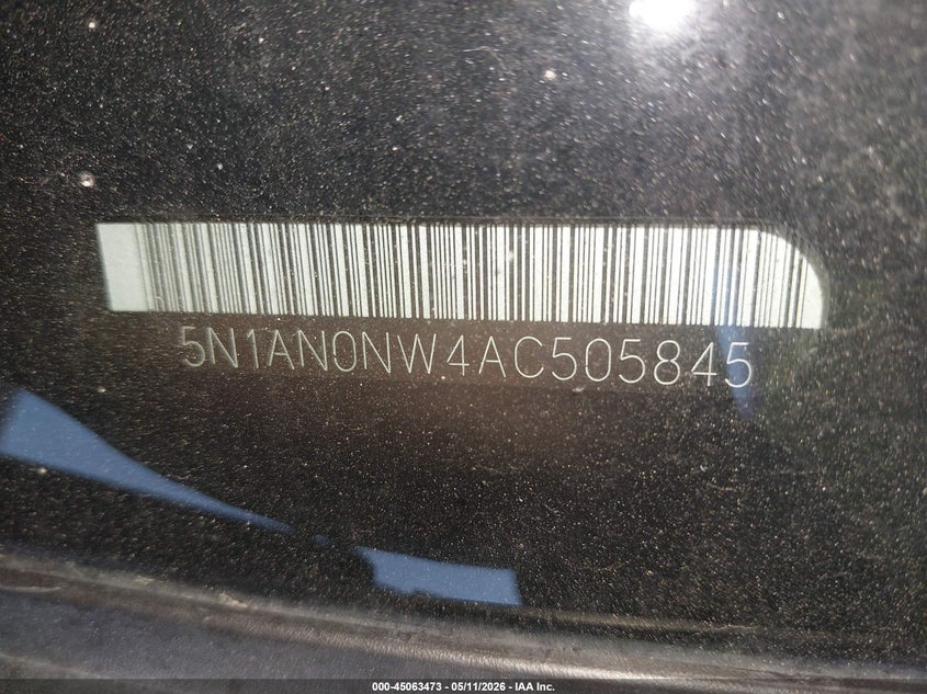 2010 Nissan Xterra S VIN: 5N1AN0NW4AC505845 Lot: 45063473