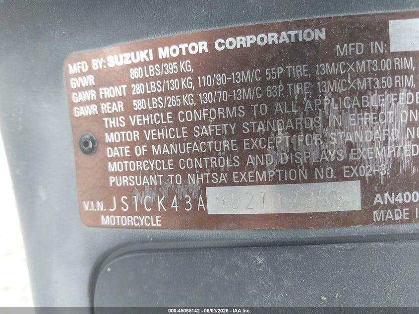 SUZUKI AN400 2005