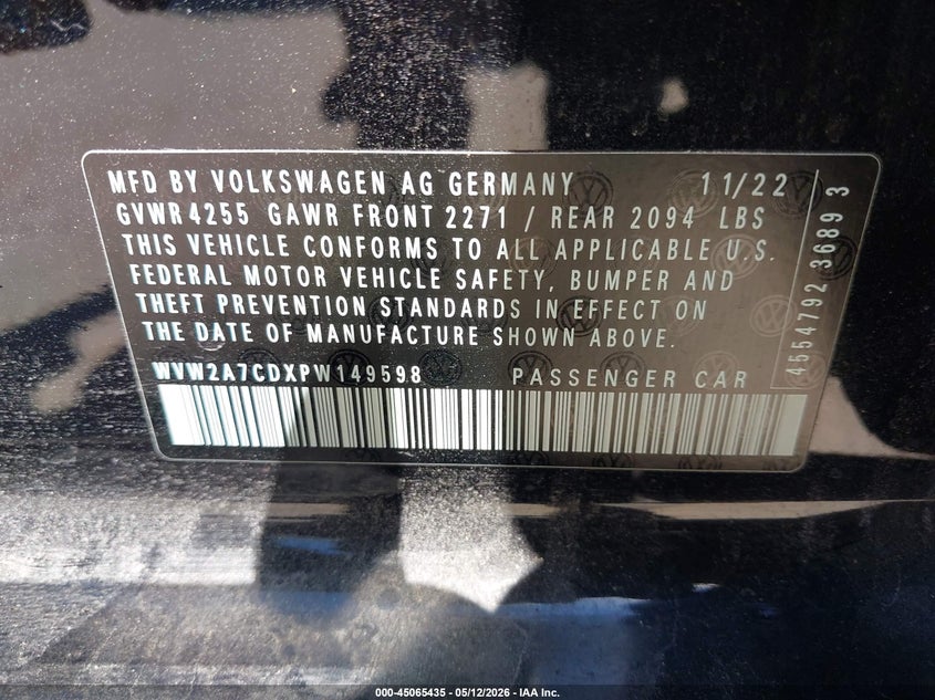 2023 Volkswagen Golf Gti 2.0T Se VIN: WVW2A7CDXPW149598 Lot: 45065435