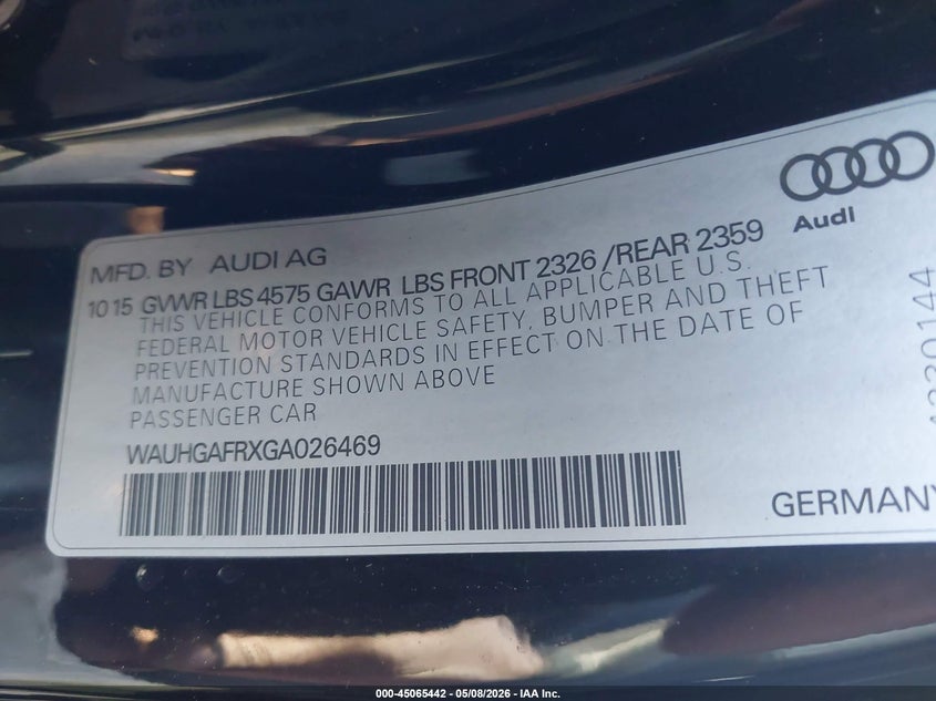 2016 Audi A5 2.0T Premium VIN: WAUHGAFRXGA026469 Lot: 45065442