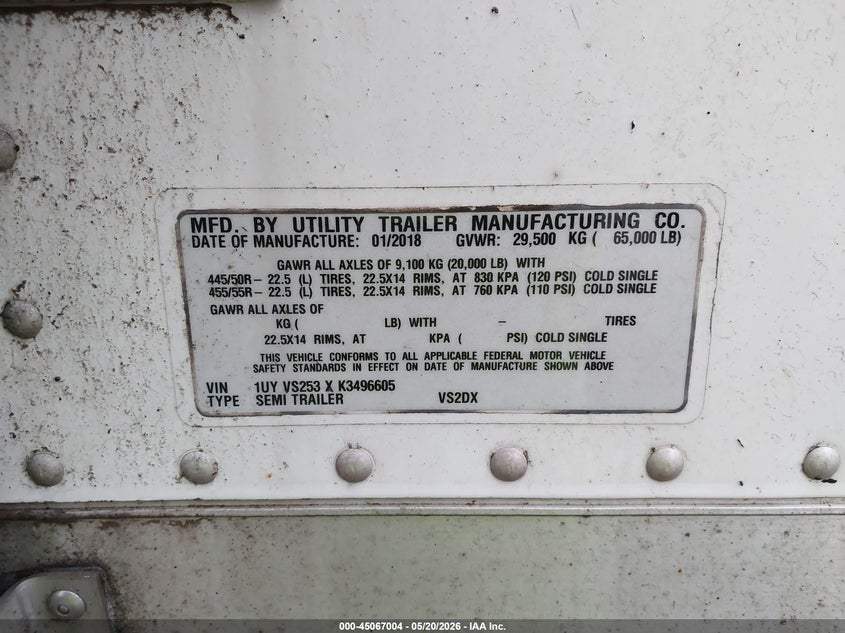 2019 OTHER UTILITY TRAILER MFG UTILITY TRAILER MFG VAN N/A