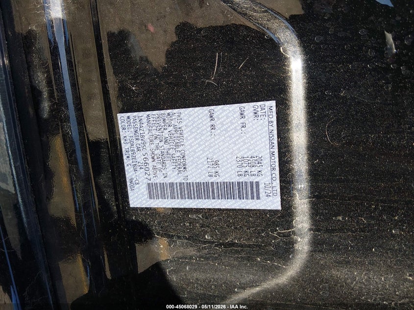 2025 Nissan Leaf S VIN: 1N4AZ1BV9SC566027 Lot: 45068029