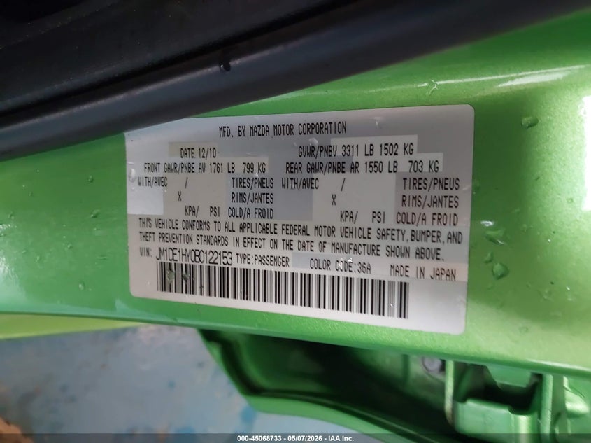 2011 Mazda Mazda2 Sport VIN: JM1DE1HY0B0122153 Lot: 45068733