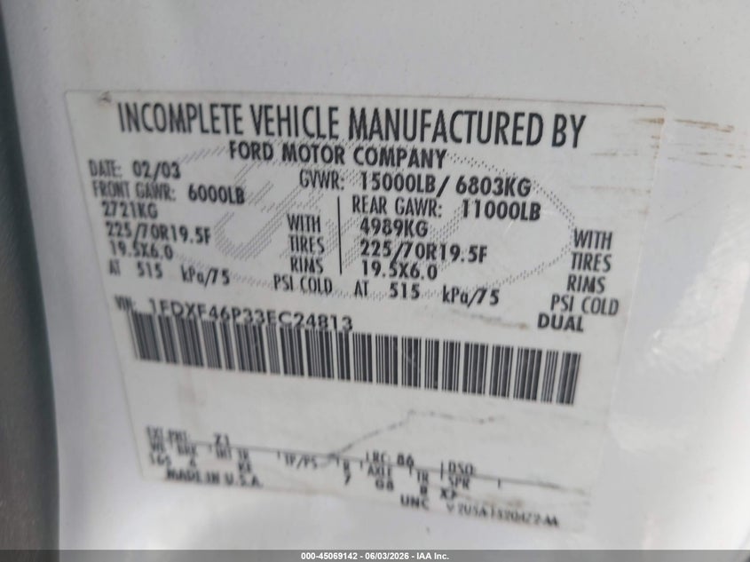2003 Ford F-450 Xl/Xlt VIN: 1FDXF46P33EC24813 Lot: 45069142