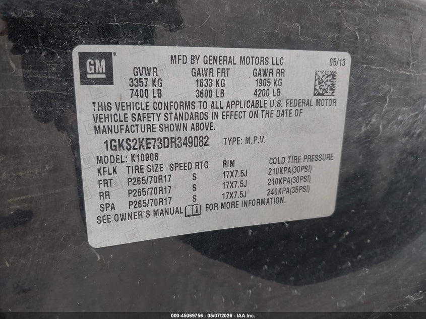2013 GMC YUKON SPORT UTILITY VEHICLE 5.3L V-8 VVT, 320HP