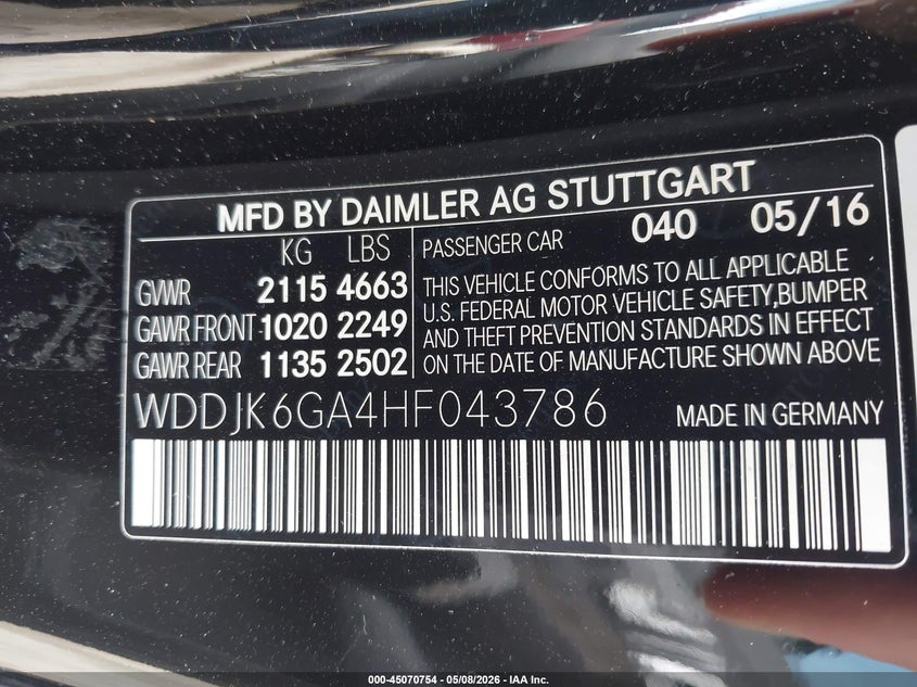 2017 Mercedes-Benz Sl 450 VIN: WDDJK6GA4HF043786 Lot: 45070754