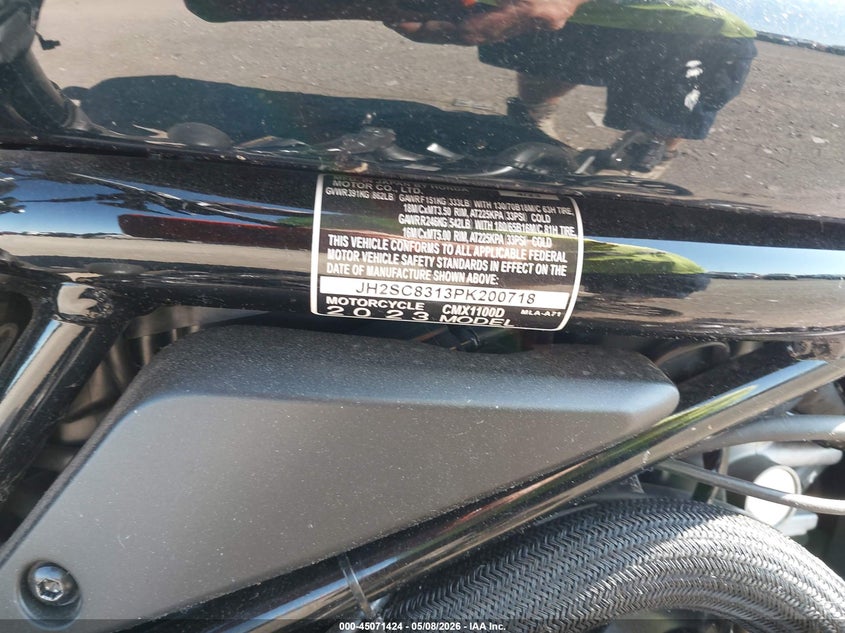 2023 Honda Cmx1100 D VIN: JH2SC8313PK200718 Lot: 45071424