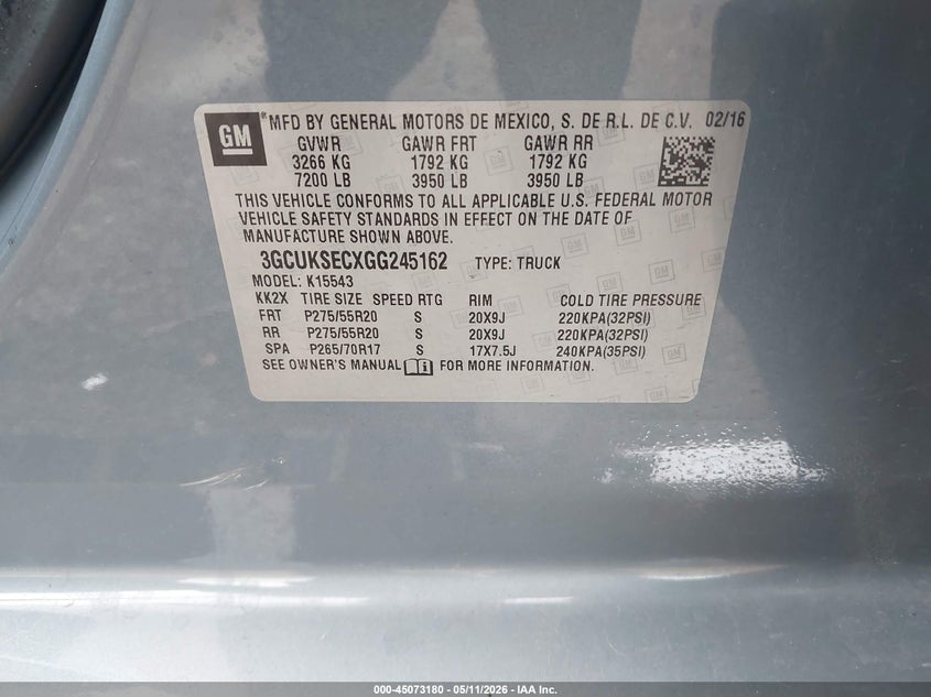 2016 CHEVROLET SILVERADO TRUCK 5.3L V-8 DI, VVT, 355HP