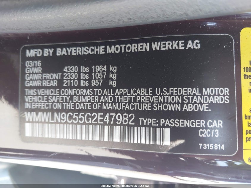 2016 Mini Clubman Cooper S VIN: WMWLN9C55G2E47982 Lot: 45073525