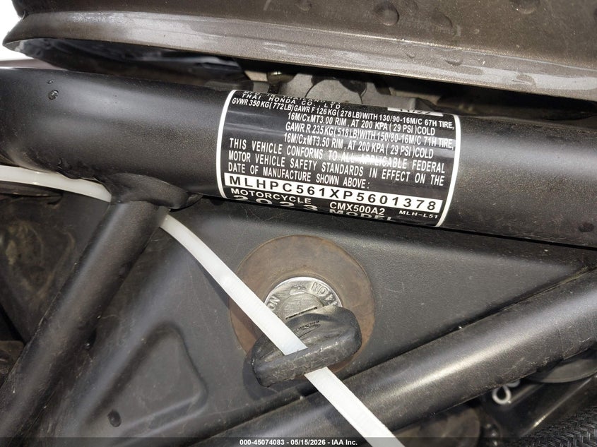 2023 Honda Cmx500 VIN: MLHPC561XP5601378 Lot: 45074083