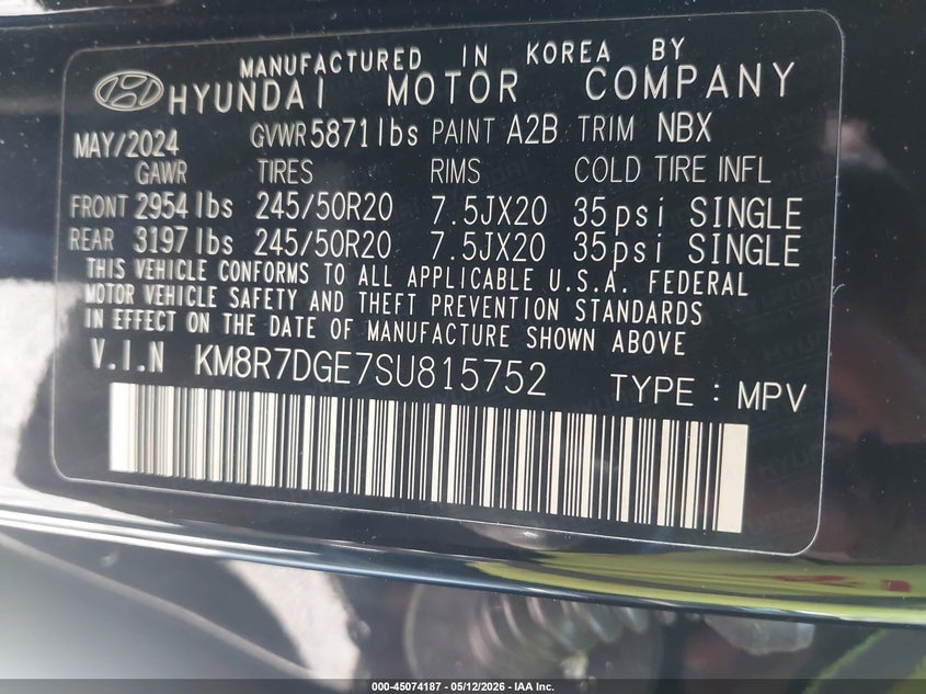 VIN KM8R7DGE7SU815752 2025 HYUNDAI PALISADE CALLIGRAPHY