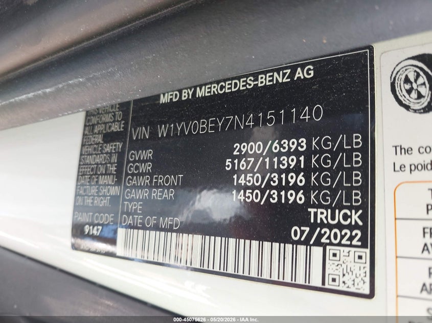 2022 MERCEDES-BENZ METRIS auction photo 8