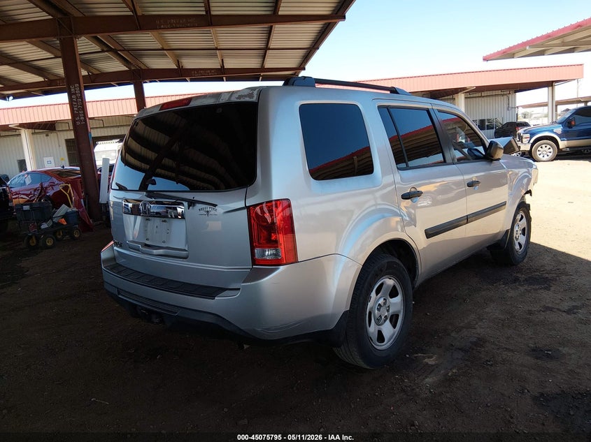 2012 Honda Pilot 3.5 Lx silver Lot 111045075795 Vin 5FNYF3H20CB038990