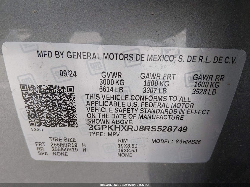 2024 Honda Prologue Touring VIN: 3GPKHXRJ8RS528749 Lot: 45076625