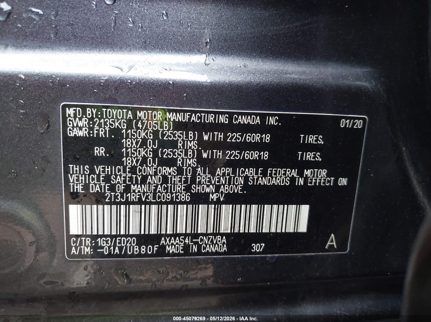 VIN: 2T3J1RFV3LC091386 2020 TOYOTA RAV4 TRD OFF ROAD