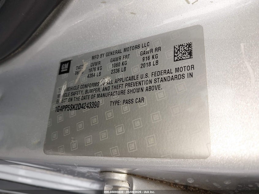 2013 Buick Verano VIN: 1G4PP5SK2D4243390 Lot: 45080438