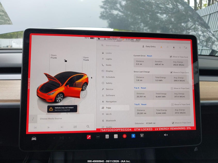 VIN: 7SAYGDED0PF933204 2023 TESLA MODEL Y RWD