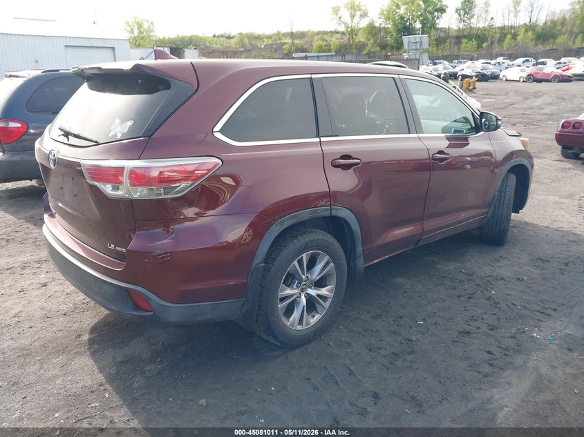 Vin: 5tdbkrfh7gs233207, lot: 45578574, toyota highlander le plus v6 20164