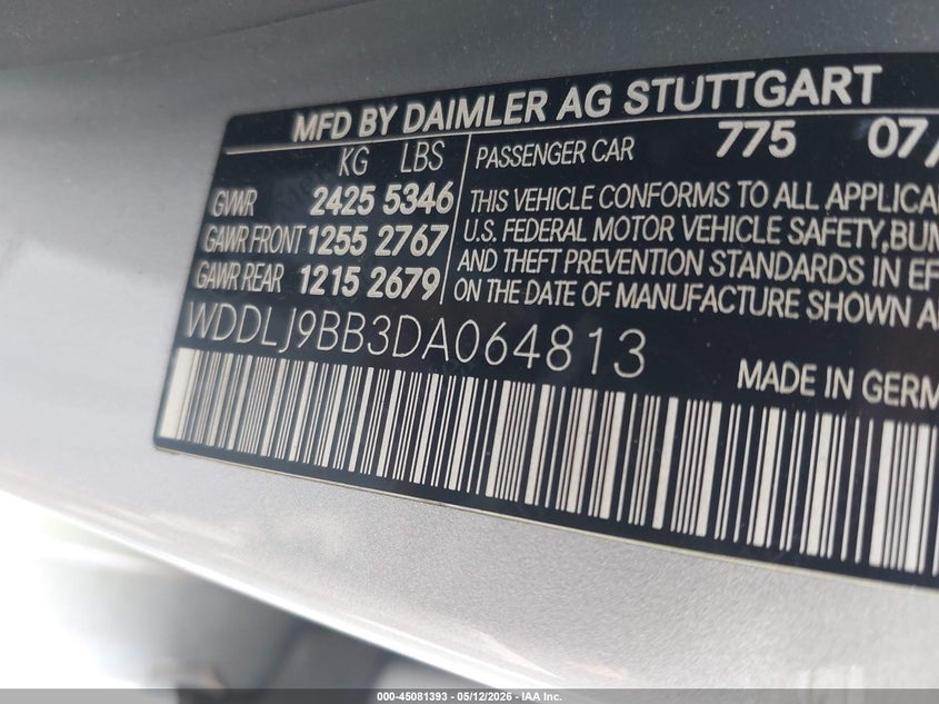 2013 Mercedes-Benz Cls 550 4Matic VIN: WDDLJ9BB3DA064813 Lot: 45081393