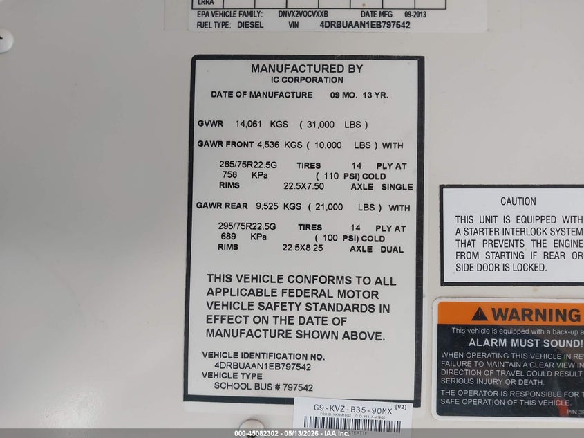 2014 IC IC CORPORATION 3000 CE BUS N/A