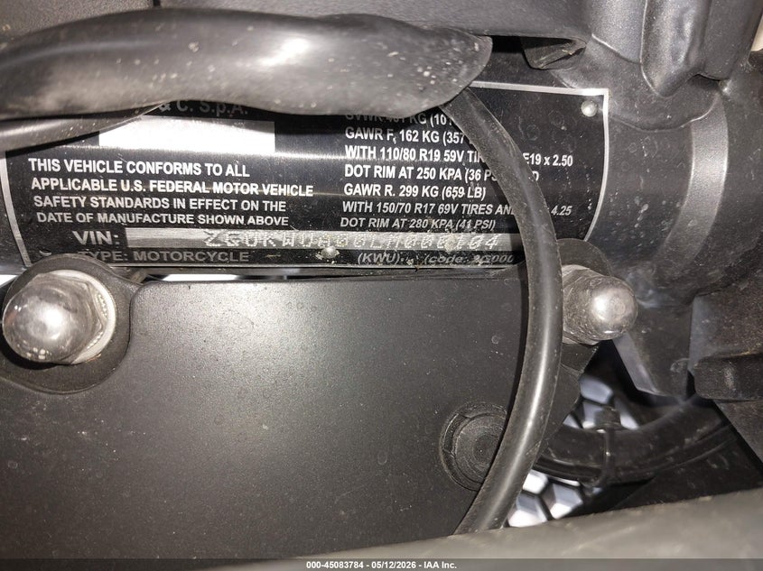 2020 Moto Guzzi V85 Tt VIN: ZGUKWUA00LM000104 Lot: 45083784
