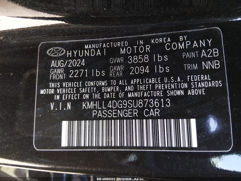 HYUNDAI ELANTRA 2025 VIN KMHLL4DG9SU873613