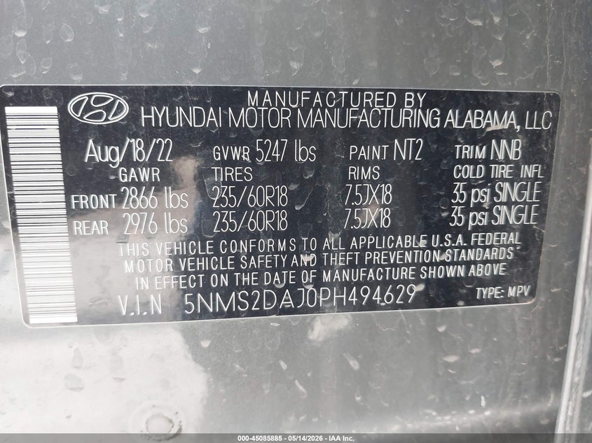 2023 HYUNDAI SANTA FE SPORT UTILITY VEHICLE 2.5L I-4 DI, DOHC, VVT, 191HP