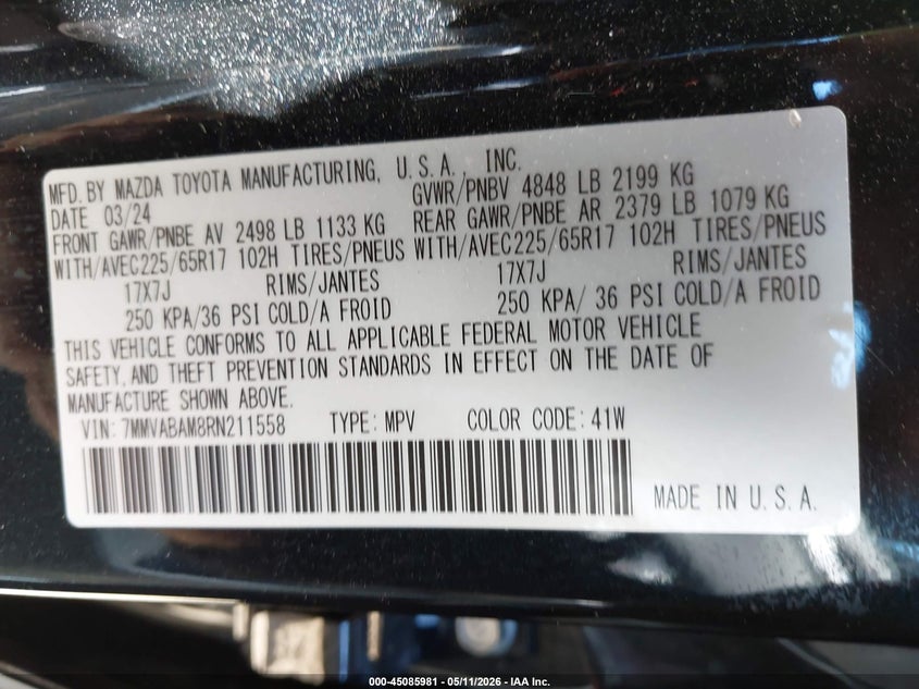 2024 Mazda Cx-50 2.5 S Select VIN: 7MMVABAM8RN211558 Lot: 45085981