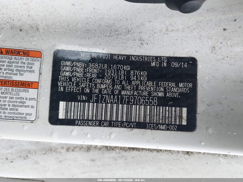 2015 Scion Fr-S VIN: JF1ZNAA17F9706558 Lot: 45086698