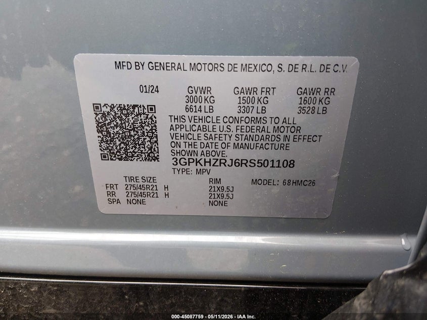 2024 Honda Prologue Elite VIN: 3GPKHZRJ6RS501108 Lot: 45087759