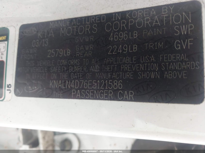 2014 Kia Cadenza Premium VIN: KNALN4D76E5121586 Lot: 45088507
