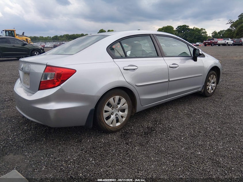 2012 Honda Civic 1.8 Lx silver Lot 111045089003 Vin 19XFB2F5XCE078901