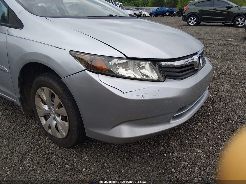 2012 Honda Civic 1.8 Lx silver Lot 111045089003 Vin 19XFB2F5XCE078901