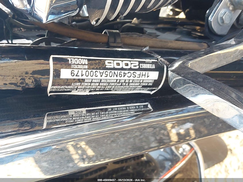 2005 Honda Vtx1800 S3 VIN: 1HFSC49N05A300179 Lot: 45089457